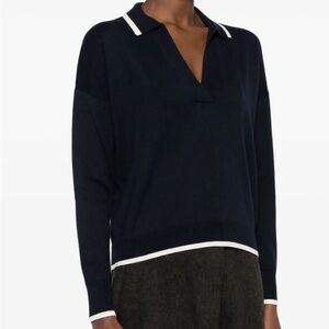 Ralph Lauren Two-Tone Cotton Blend Polo Sweater
